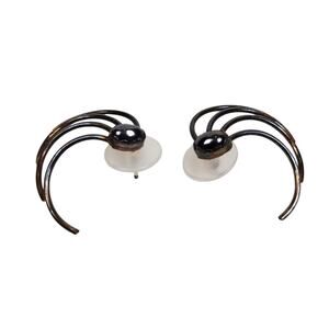 Vintage Sterling Silver Half Creole Fan Quadruple Hoop Earrings Fan Shape